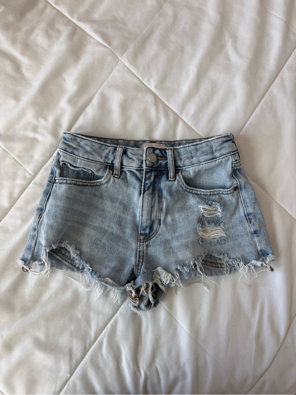 PacSun Light Blue Distressed Denim Cutoff Shorts